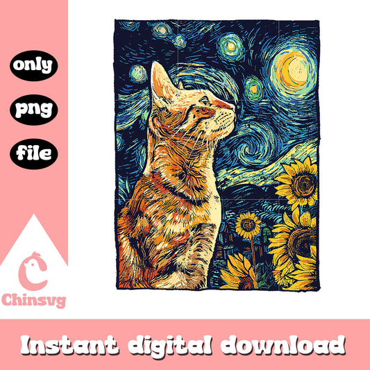 Sunflower and orange cat png, orange cat png, sunflowers png