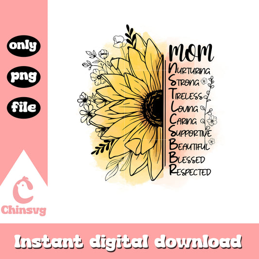 Sunflower nurturing strong tireless png, vintage flower png