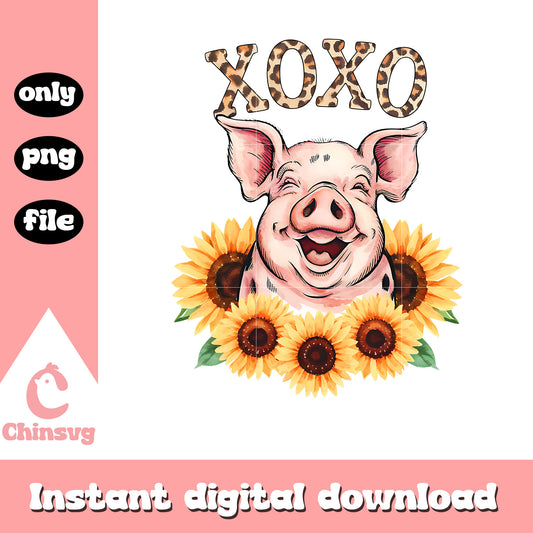 Sunflower pig xoxo valentine png, xoxo valentine png, sunflower png