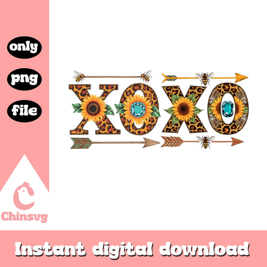 Sunflower xoxo leopard font design png, xoxo png, font design png