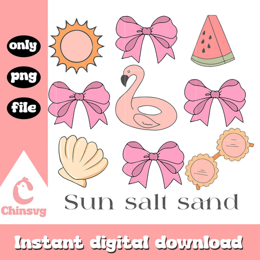 Sun salt sand summer vibes png, summer bow png, summer vibes png