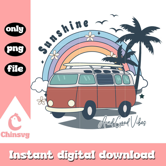 Sunshine and good vibes png, summer camping png, camp png