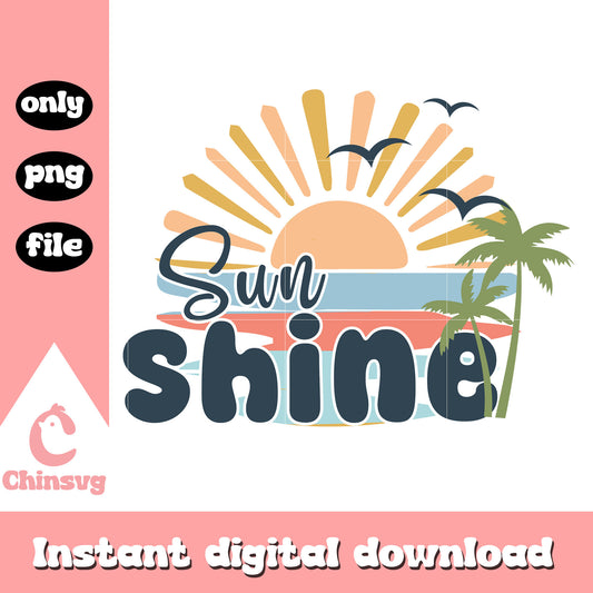 Sun shine logo design png, sun and wave​ png, summer vibes​ png