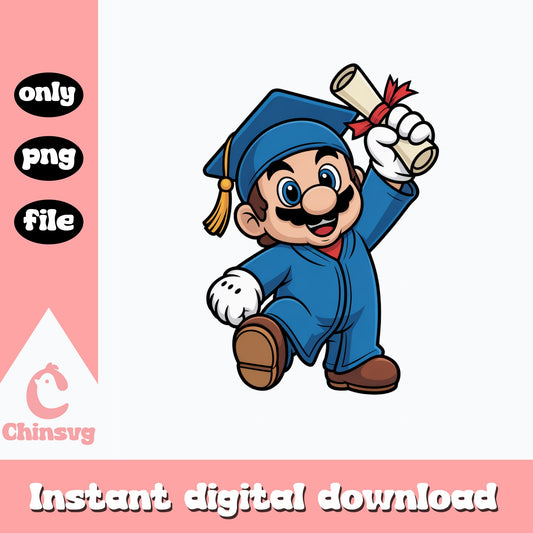 Super Mario Graduation PNG, Mario Graduate Clipart, Gaming PNG