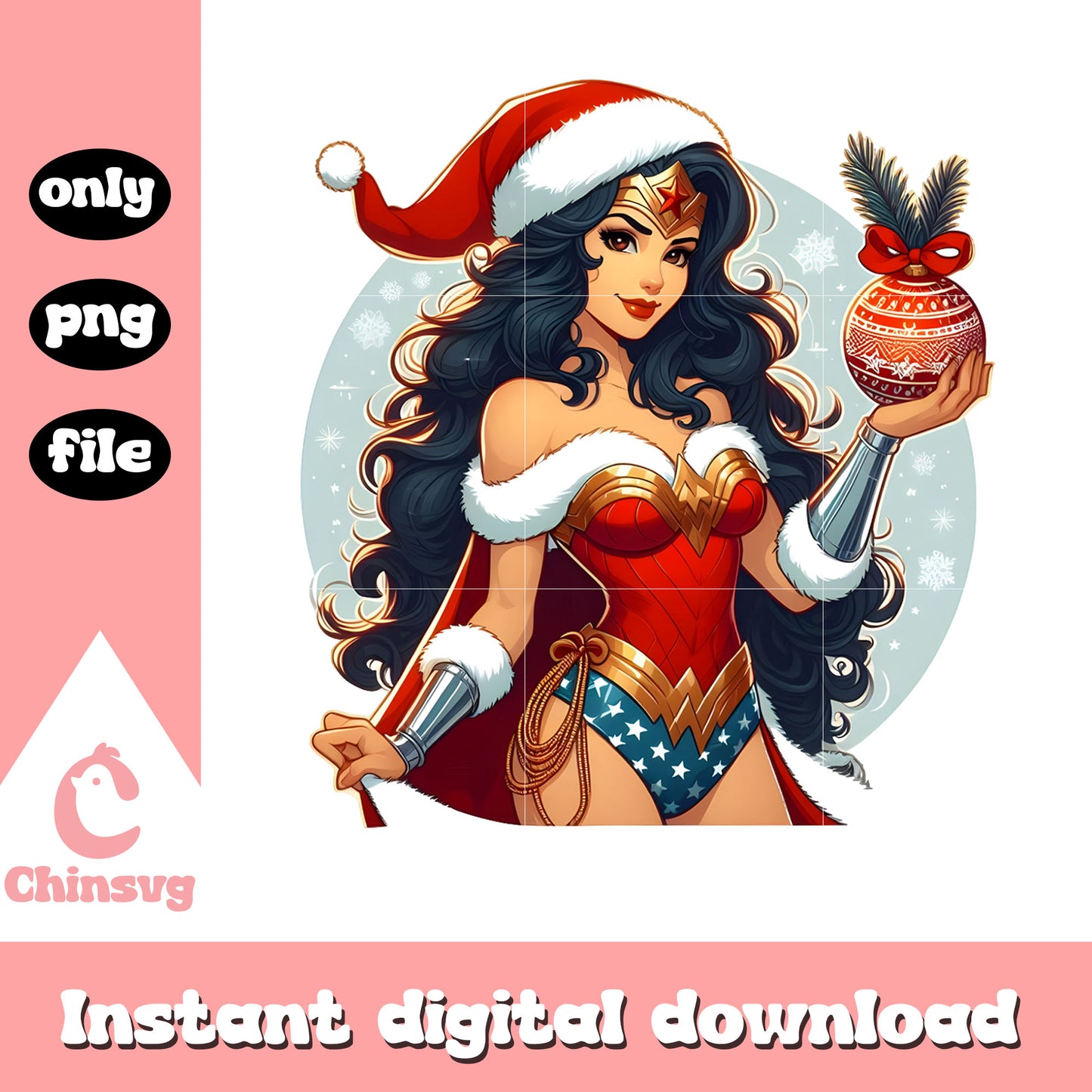 Super girl and christmas bauble png, christmas ornament png