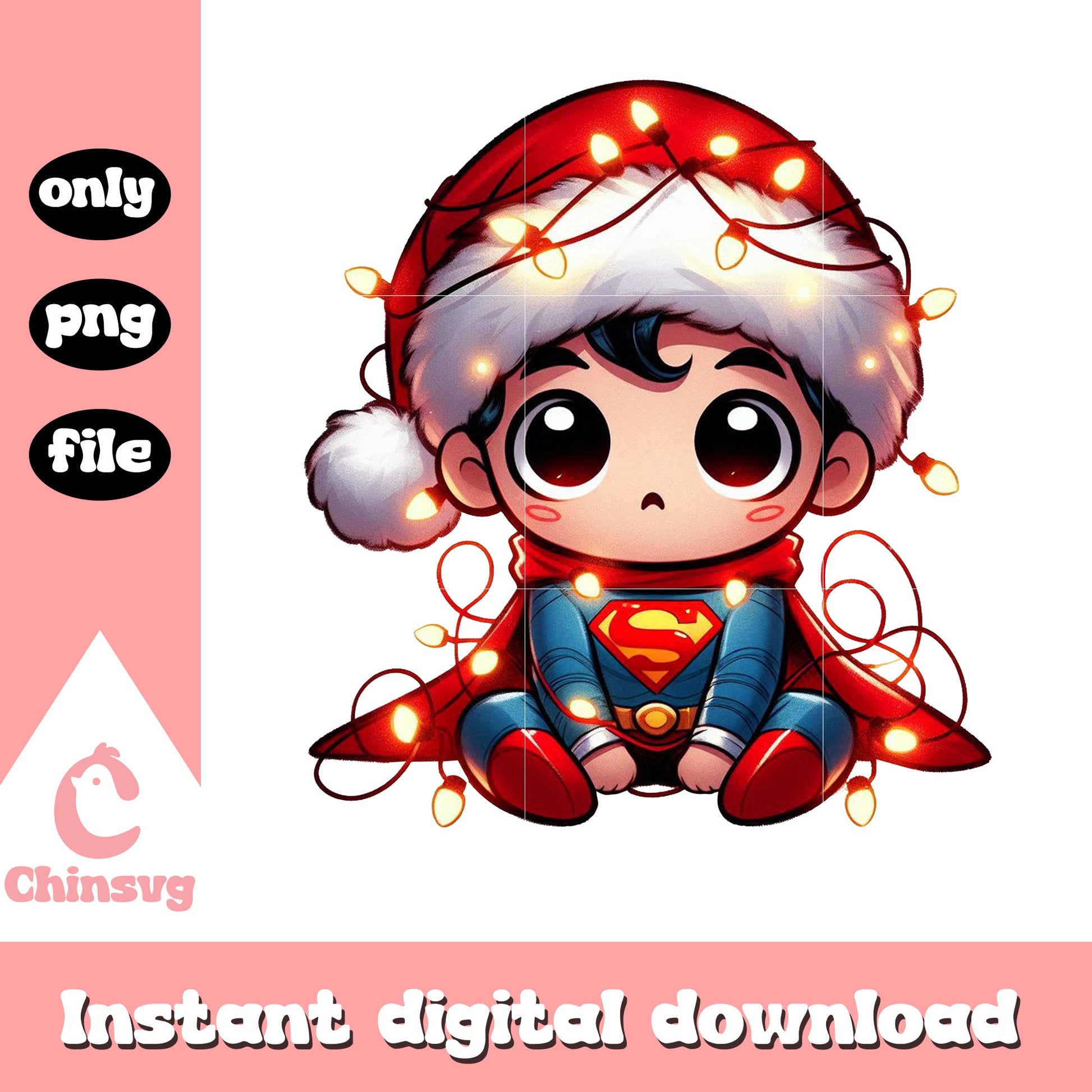 Superman and christmas light png, christmas light installation png