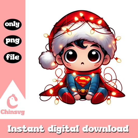 Superman and christmas light png, christmas light installation png