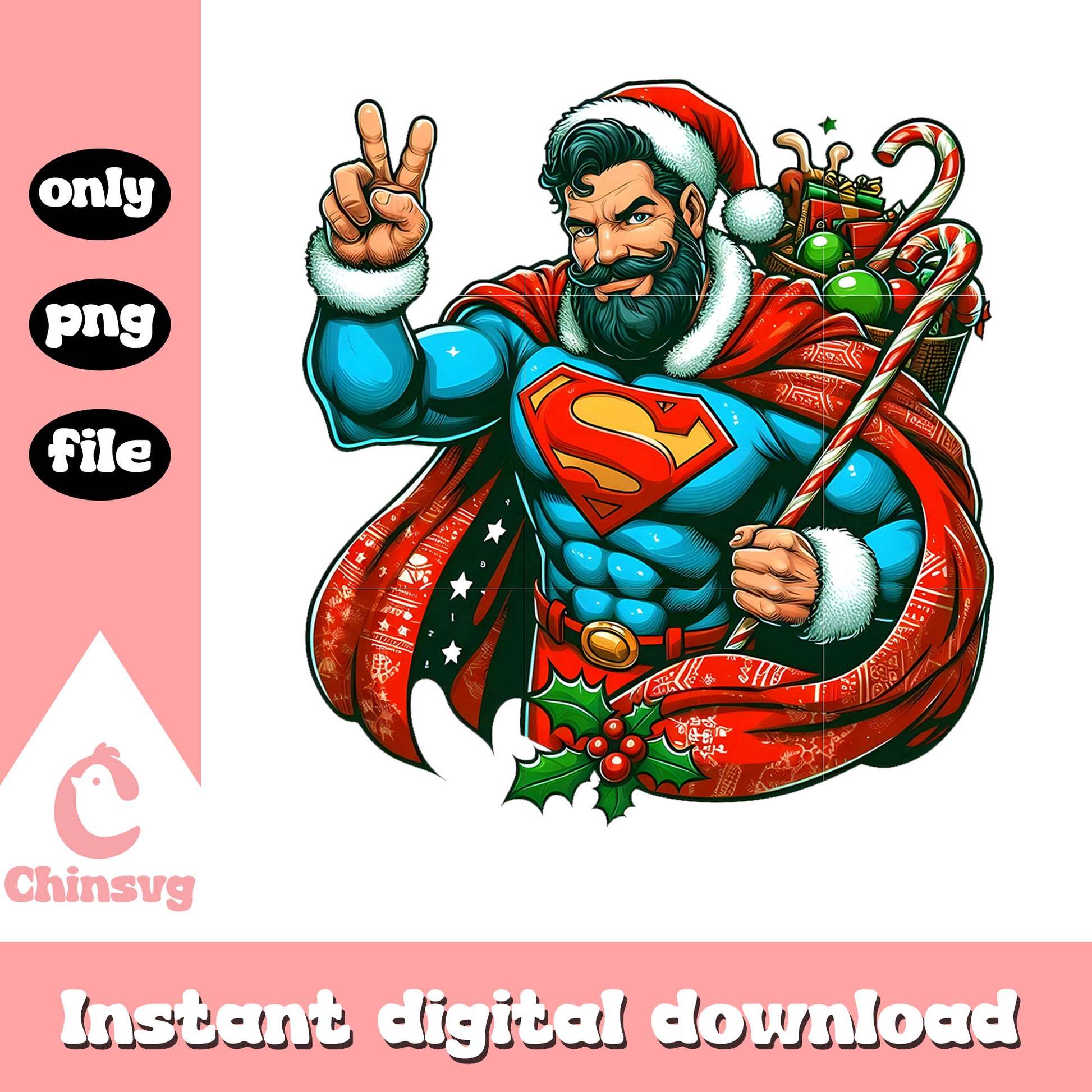 Superman candy canes design png, christmas story cast png