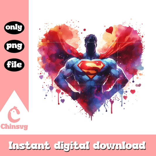 Superman hero heart shape design png, new marvel movie png