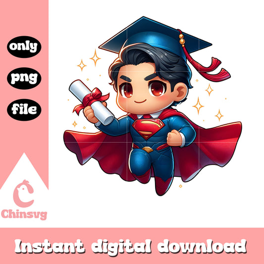 Superman marvel graduation day design png, chibi superman png