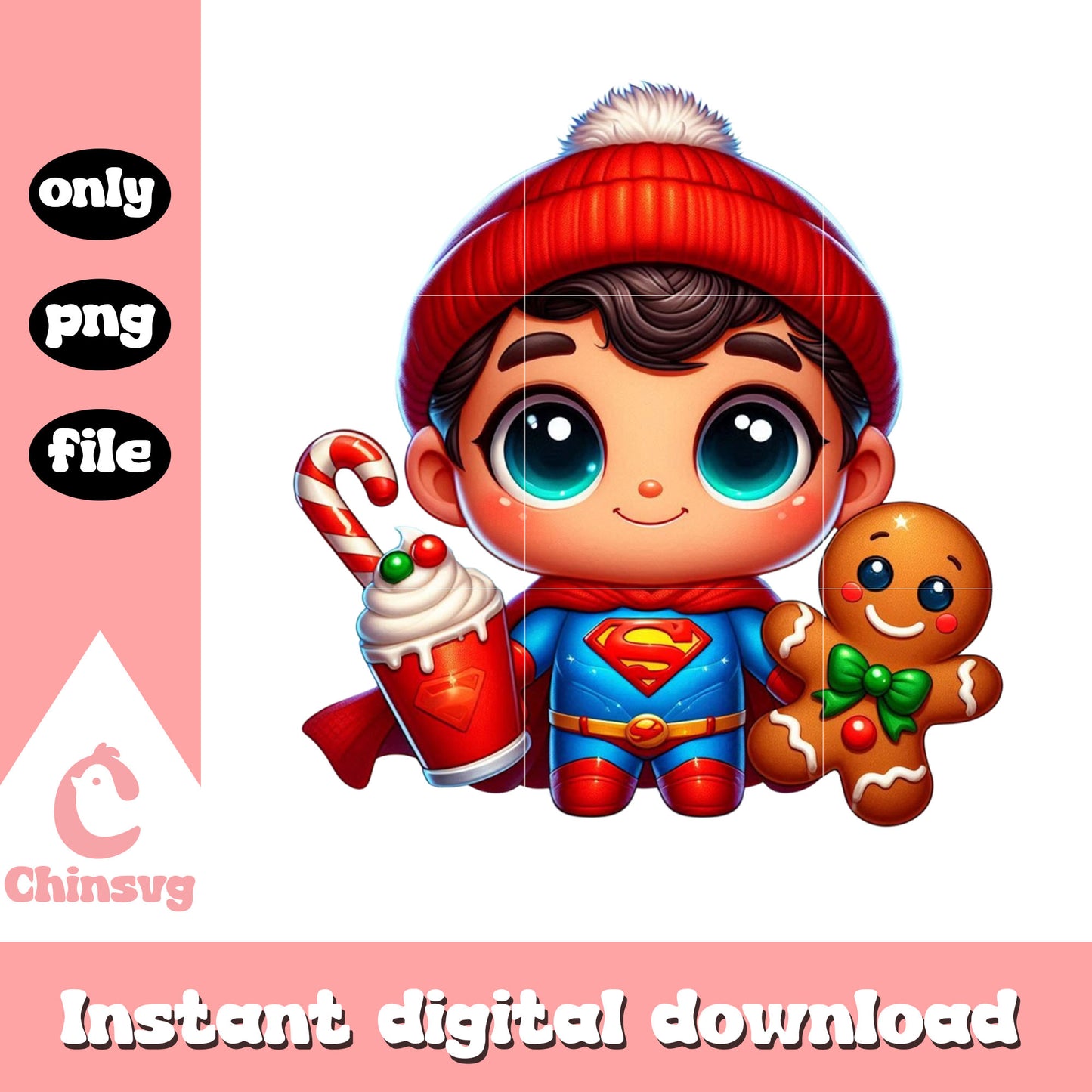 Superman on christmas day png, christmas pictures png