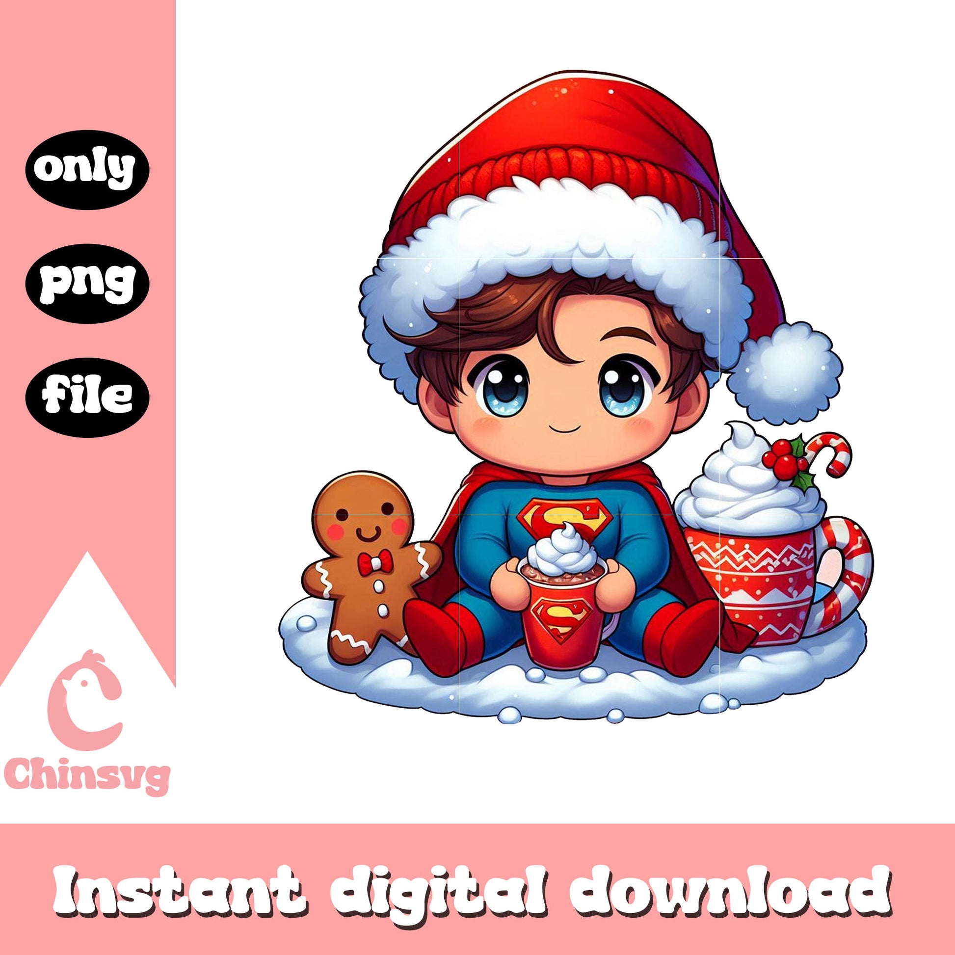 Superman santa hat design png, christmas desserts png