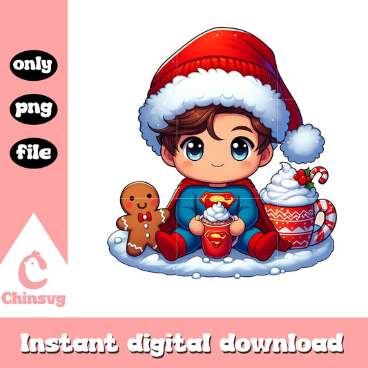 Superman santa hat design png, christmas desserts png