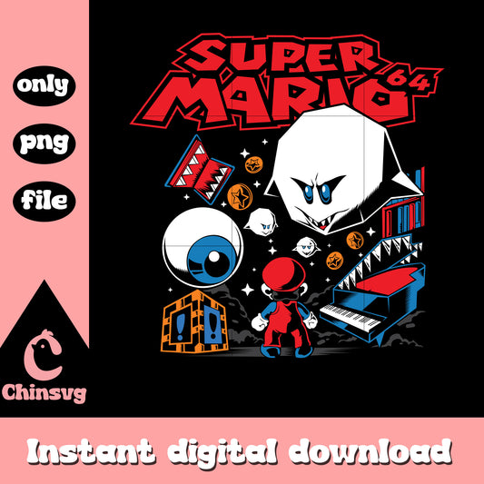 Super mario 64 design png, super mario advance svg, game png