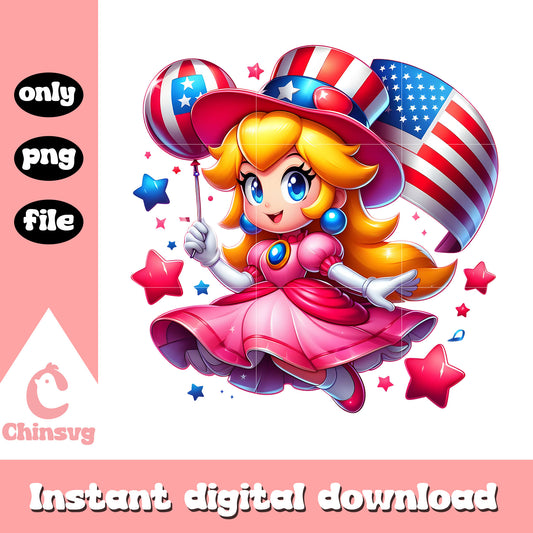 Super mario Daisy's 4th of july day png, Super mario Daisy patriotic png