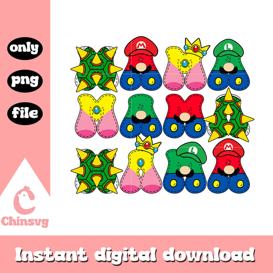 Super mario character mama font design png, super mario png