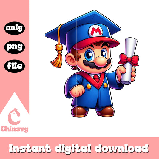 Super mario chibi design day graduation png, mario graduation png