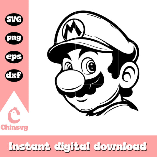 Super mario face outline svg, super mario game svg, outline svg