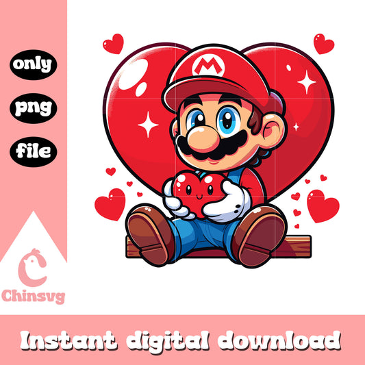 Super mario love valentine png, mario valentines​ png