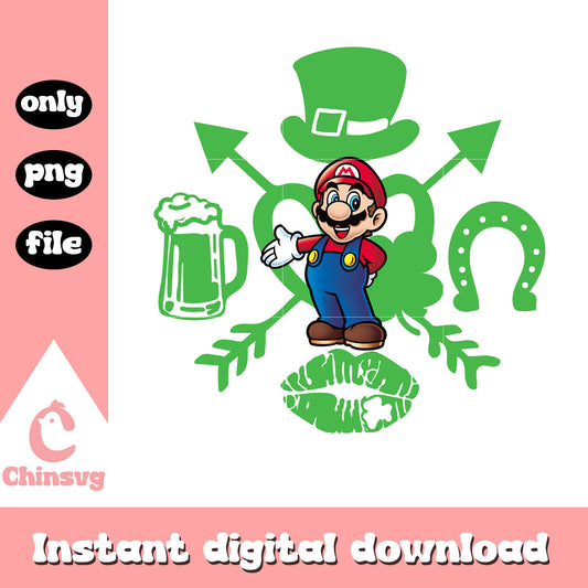 Super mario patrick symbol design png, happy saint patricks day png