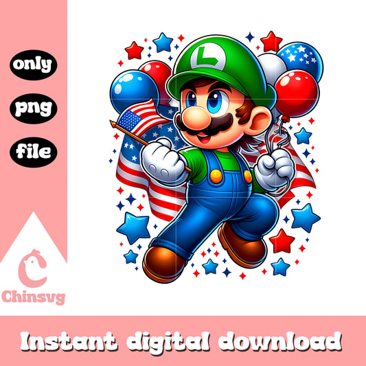 Super mario usa day png, Super mario patriotic png, Super mario png