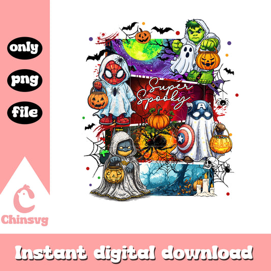 Super spooky heroes cartoon halloween png, halloween marvel png