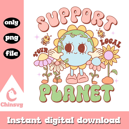 Support local planet design png, planet png, earth day png