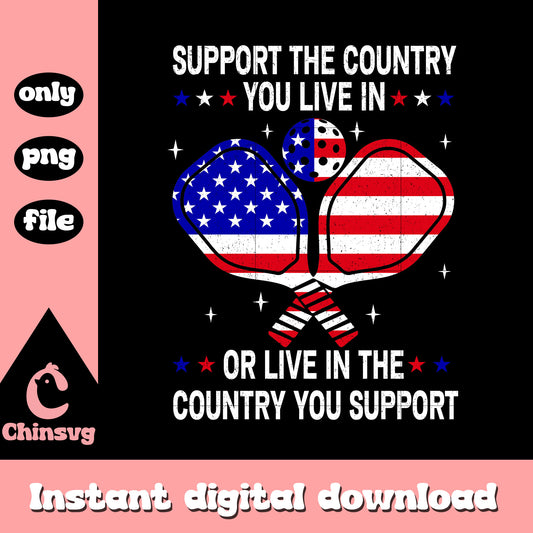 Support the country you live in png, pickleball usa flag png