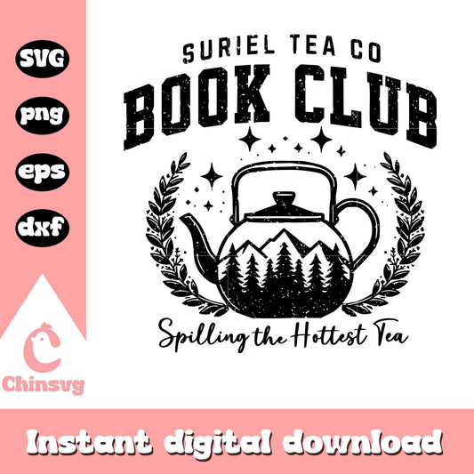Suriel tea co book club logo design svg, tea svg, book club svg