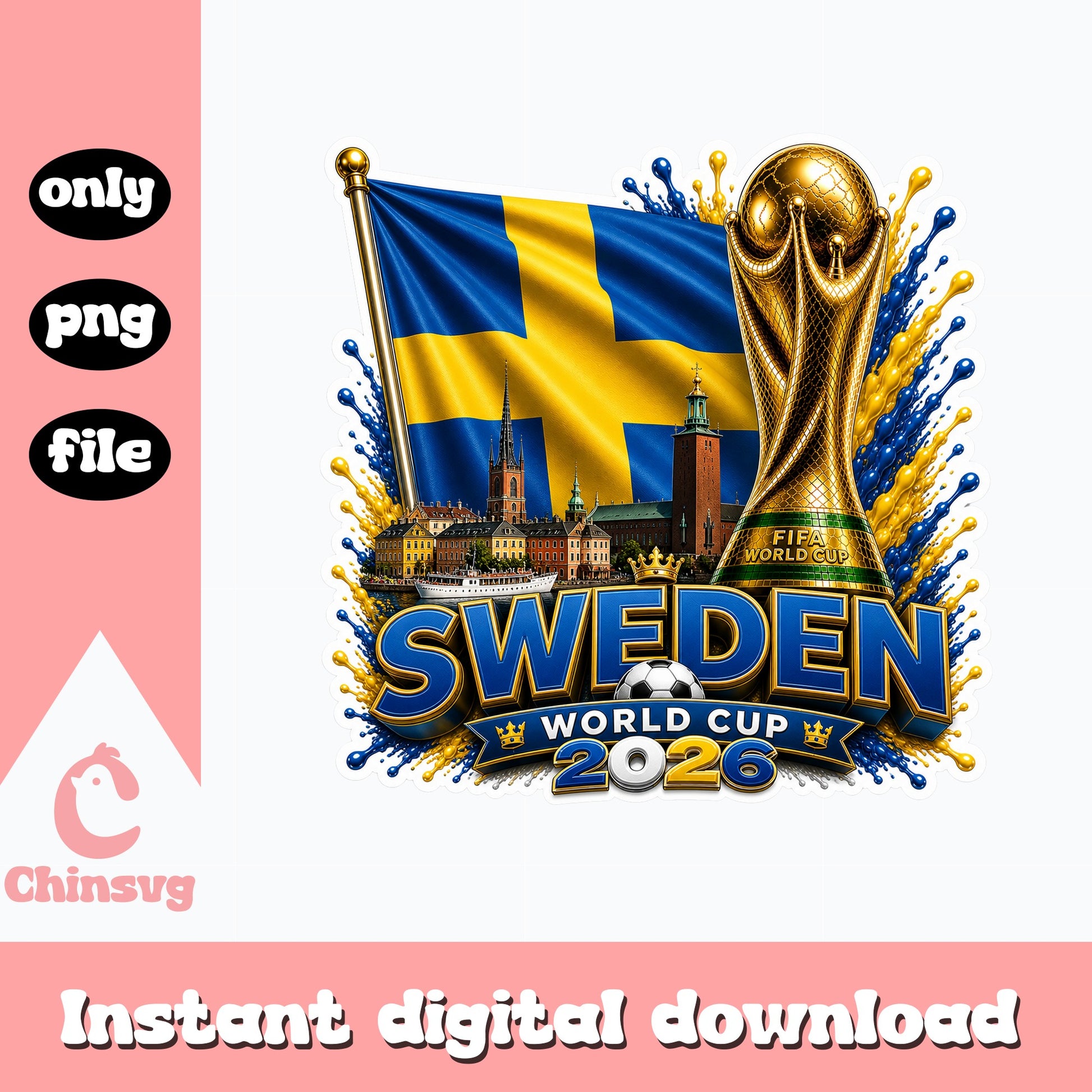 Sweden World Cup 2026 PNG, FIFA Soccer Sweden Flag, Football PNG
