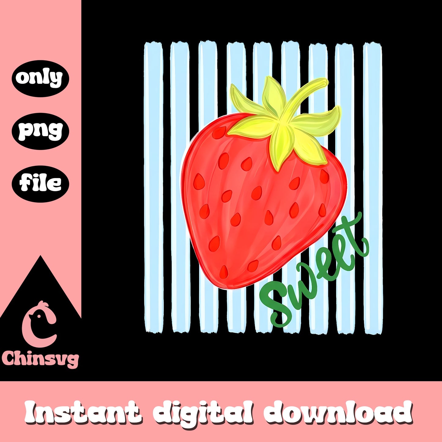 Sweet Strawberry PNG, Cute Fruit Clipart PNG, Summer PNG