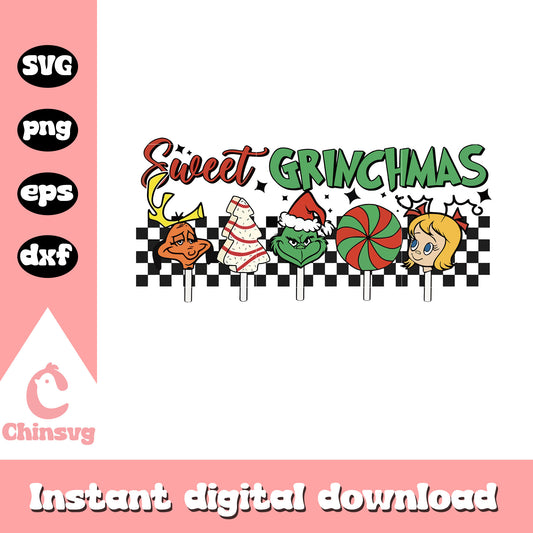 Sweet grinchmas christmas design svg, grinch and friends​ svg