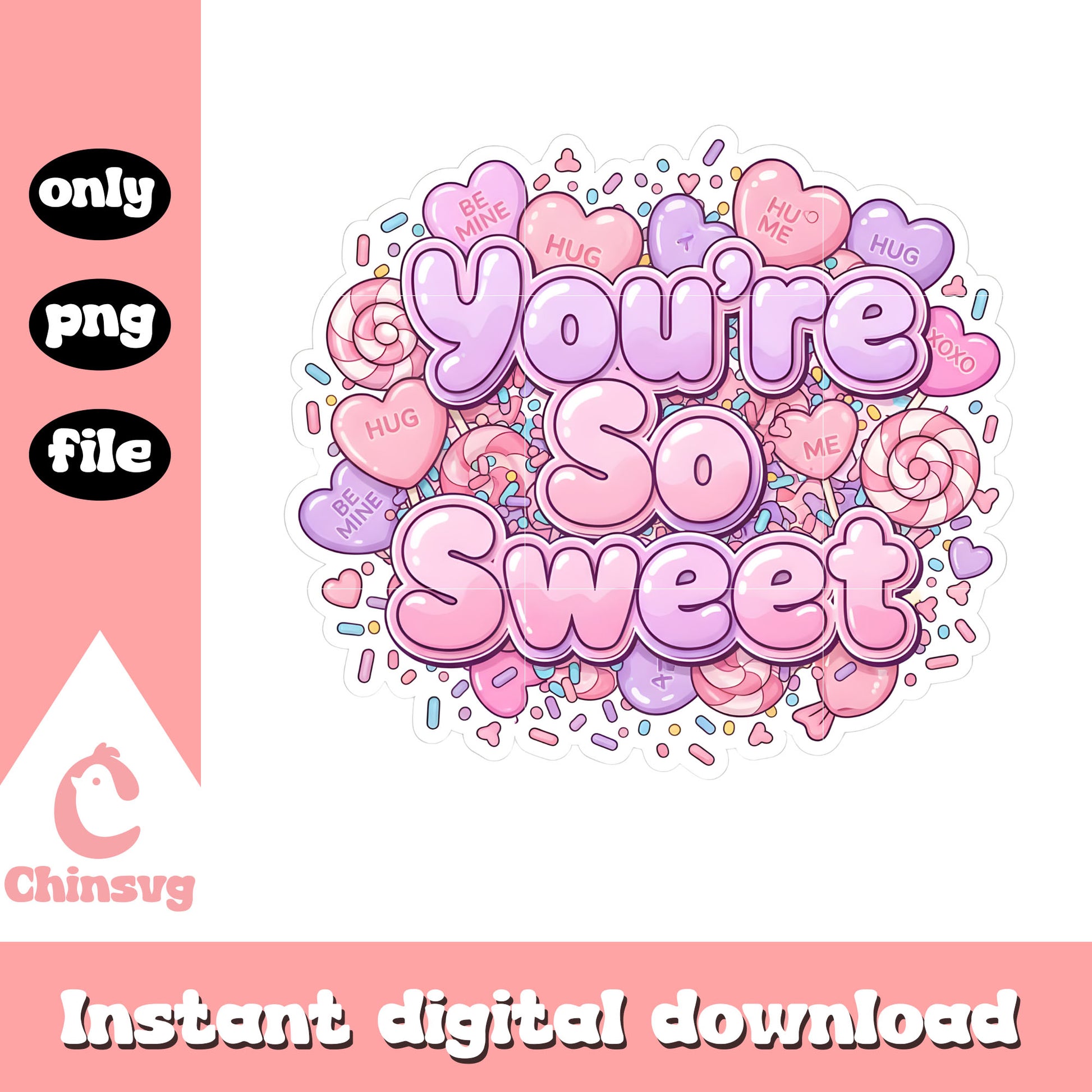 Sweet candy pink valentine png, valentine's day candy​​ png