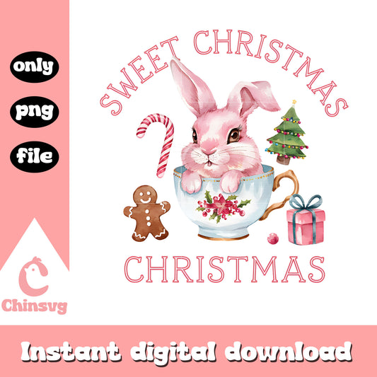 Sweet christmas large pink bunny design png, ornament xmas png