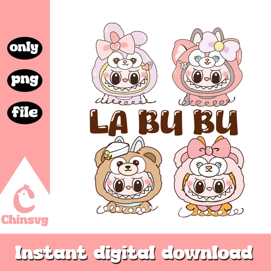 Sweet disguises labubu cute doll design png, monster labubu png