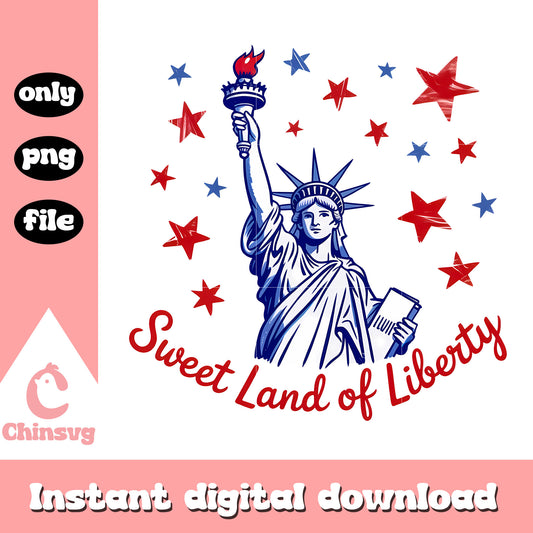 Sweet land of liberty design png, statue of liberty png, america png