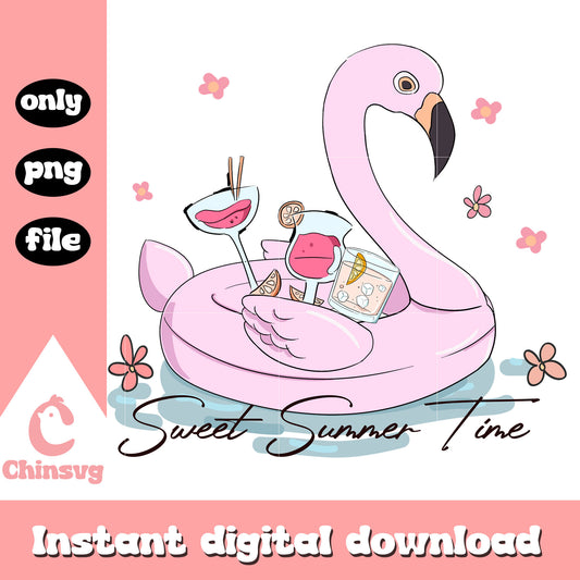 Sweet summer time pink flamingo png, flamingo png, summer time png
