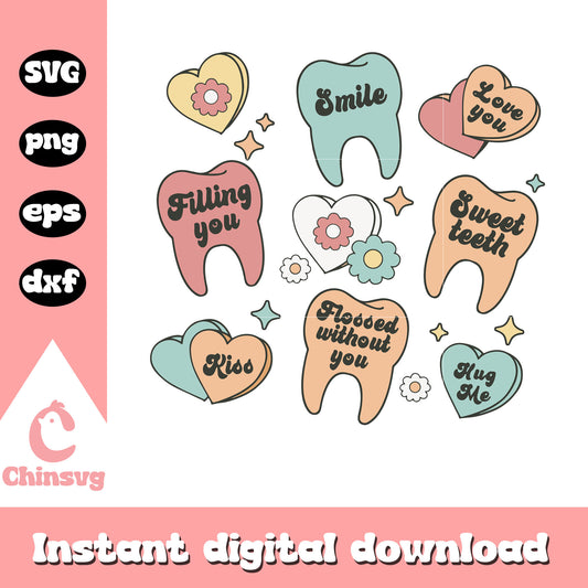 Sweet teeth candy valentine design svg, teeth svg, valentine svg