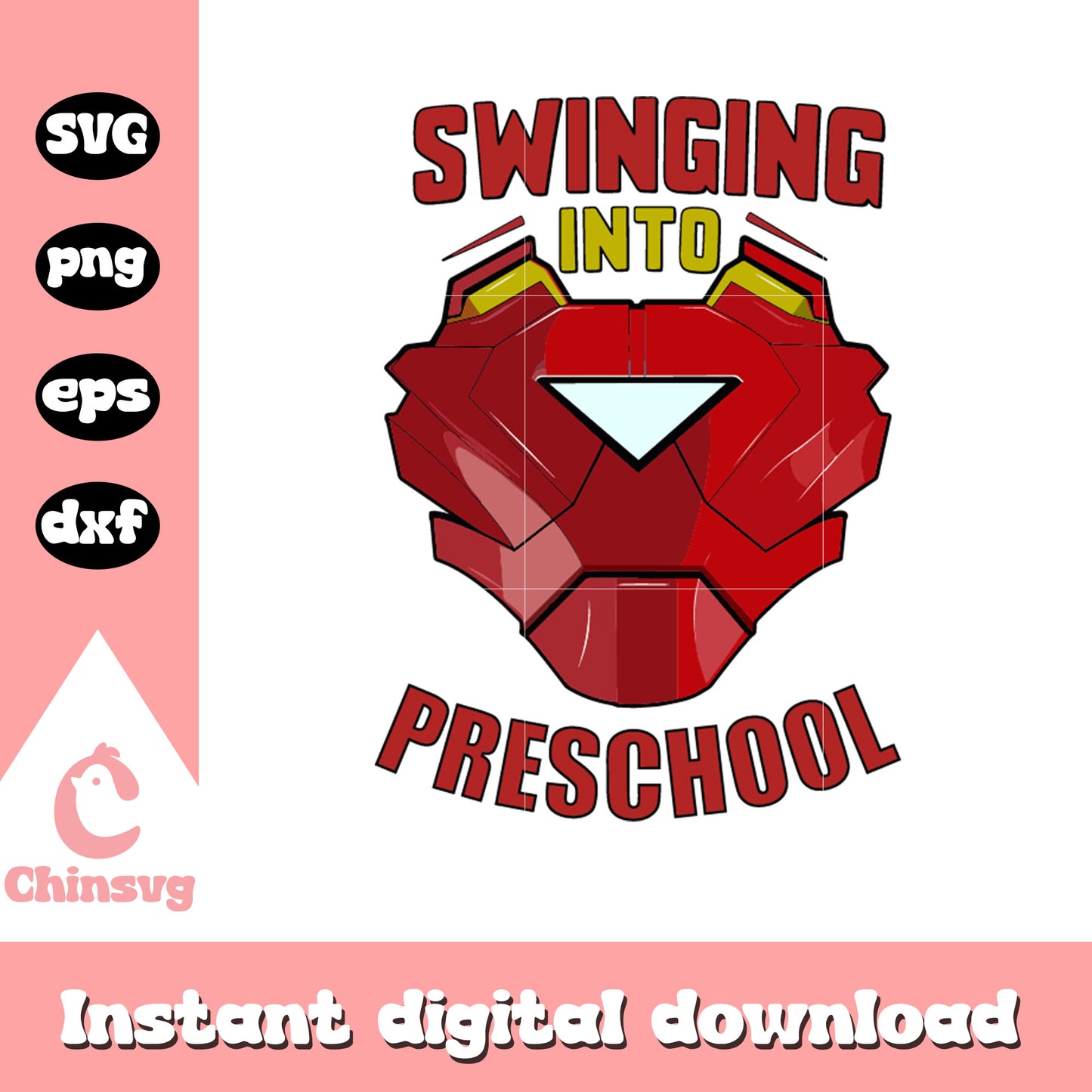 Swinging into preschool iron man chestplate svg, iron man svg
