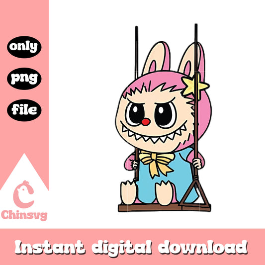 Swing labubu cute doll design png, labubu clothes png