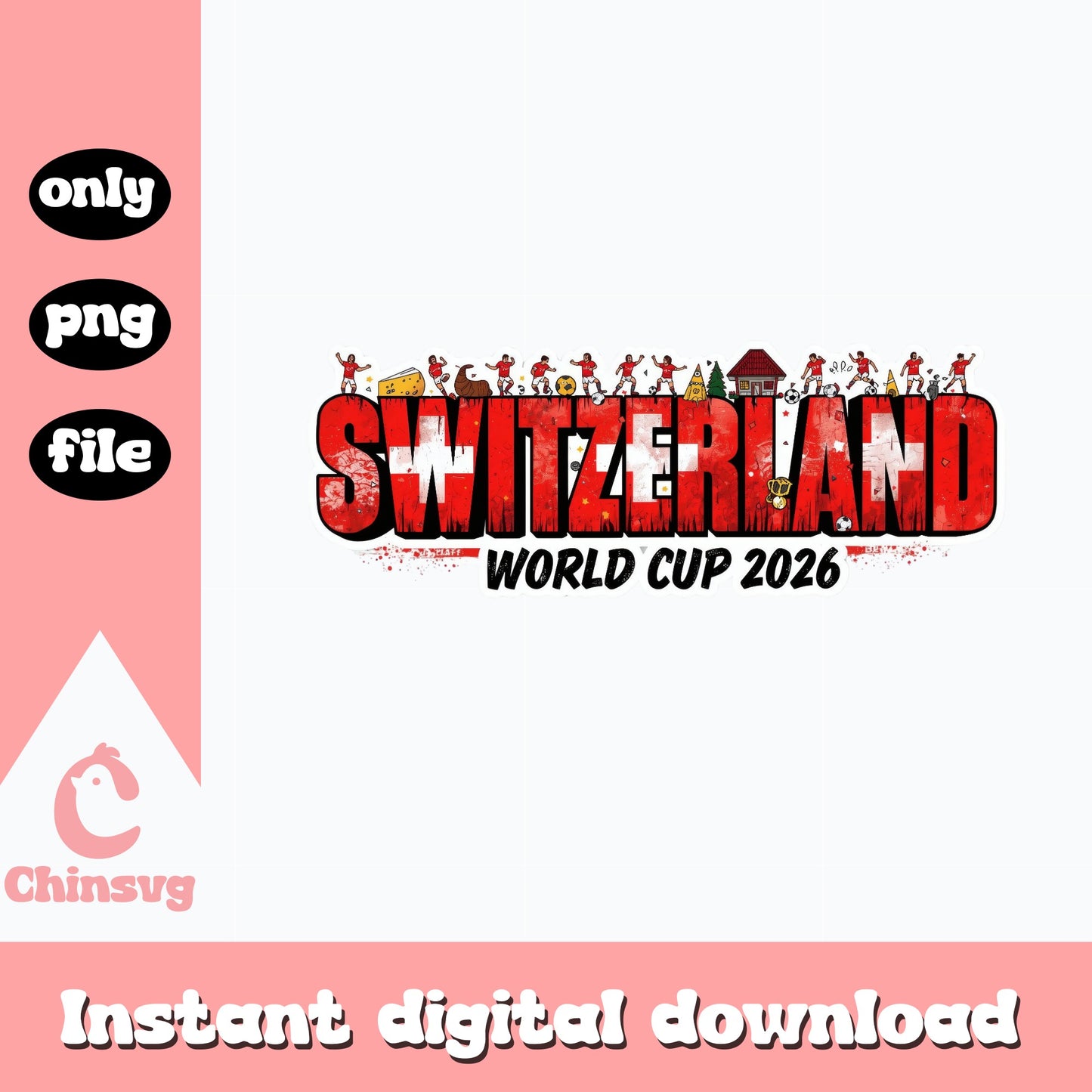 Switzerland World Cup 2026 PNG, Soccer Fan Shirt PNG, Football PNG