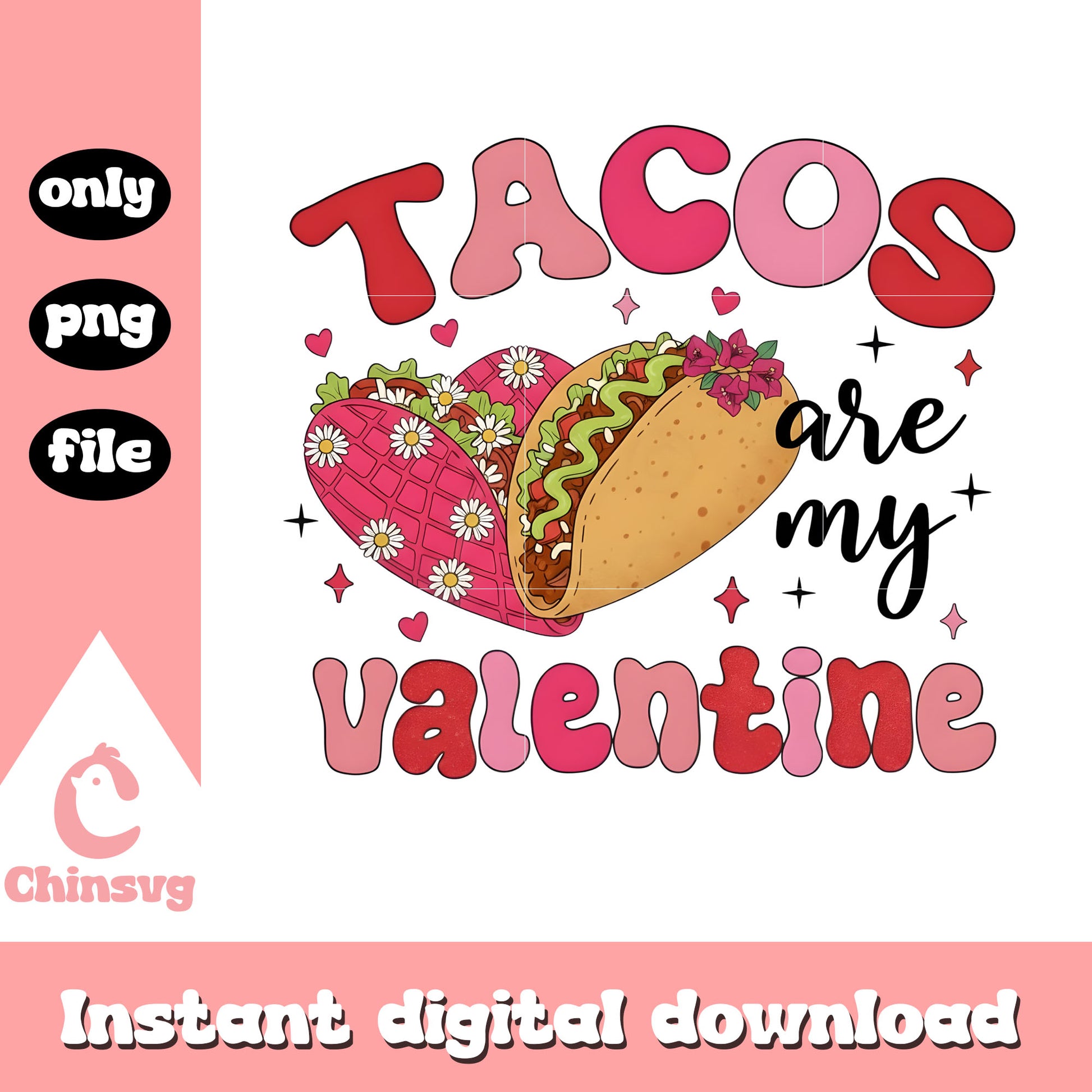 Tacos valentine flower glitter png, valentines day love​​ png