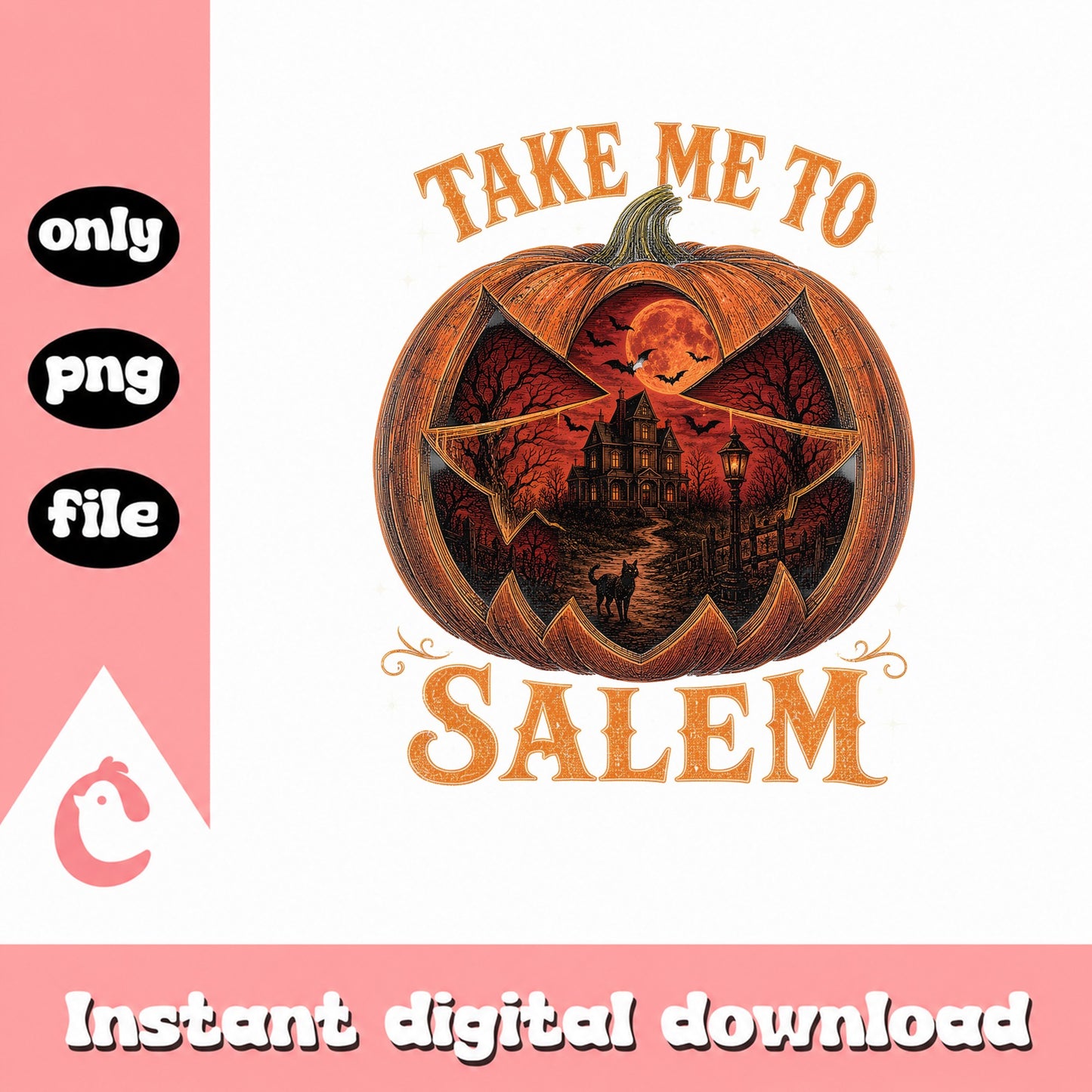 Take Me To Salem Halloween PNG, Pumpkin Halloween PNG, Witch PNG