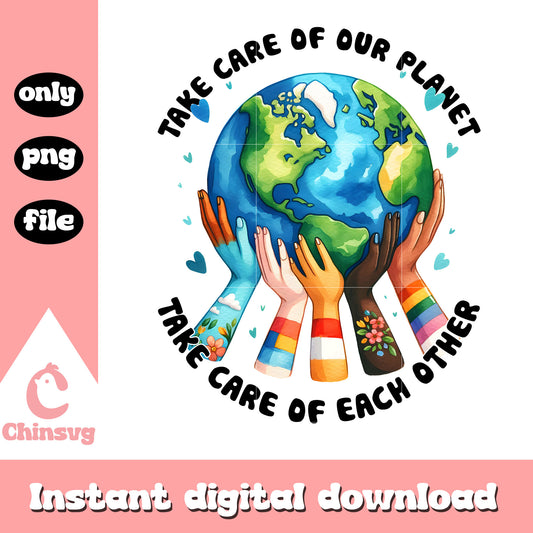 Takw care of our planet take care of each other png, earth day quiz png