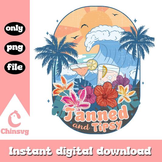 Tanned and tipsy summer retro png, 500 days of summer png