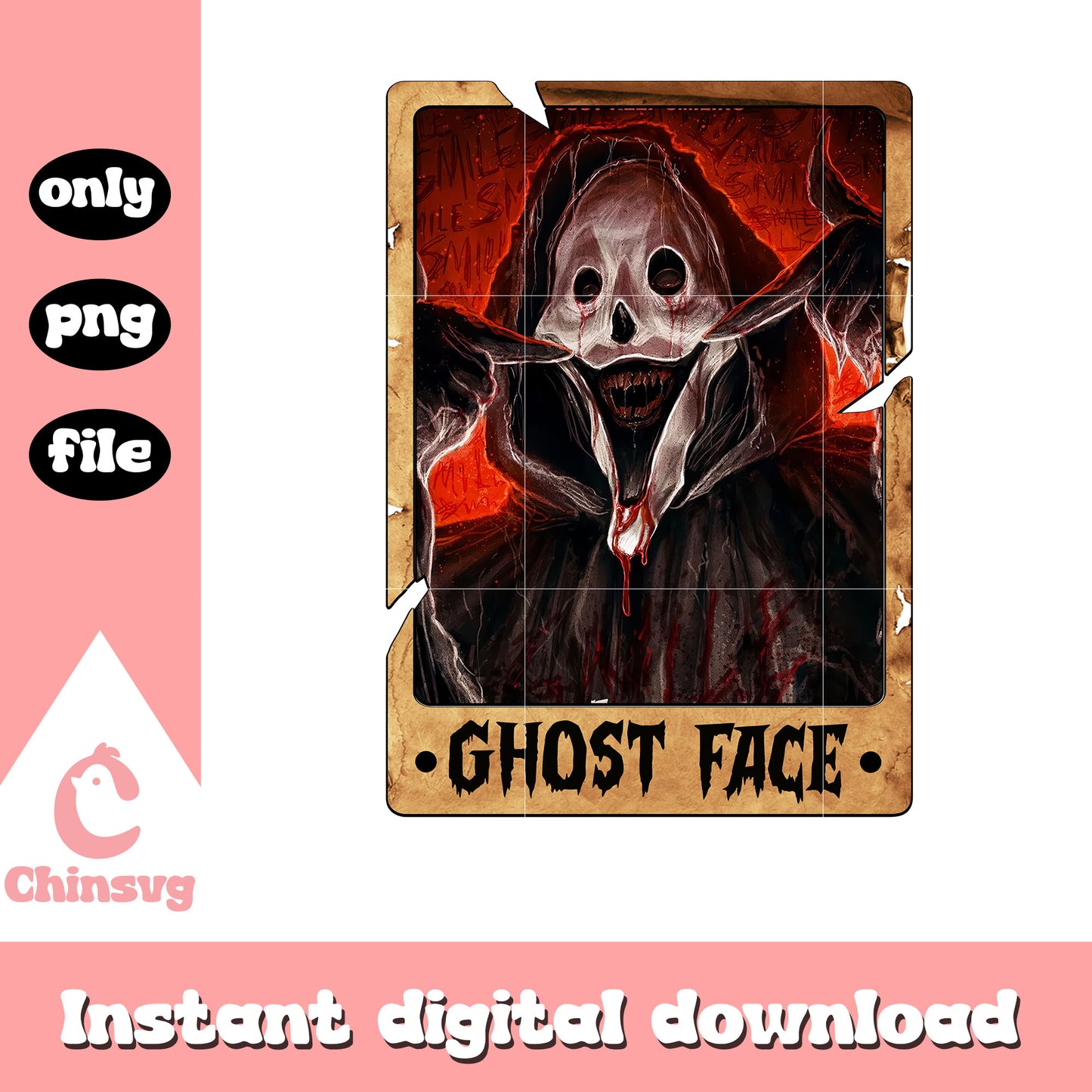 Tarot card ghost face halloween png, new horror movies png