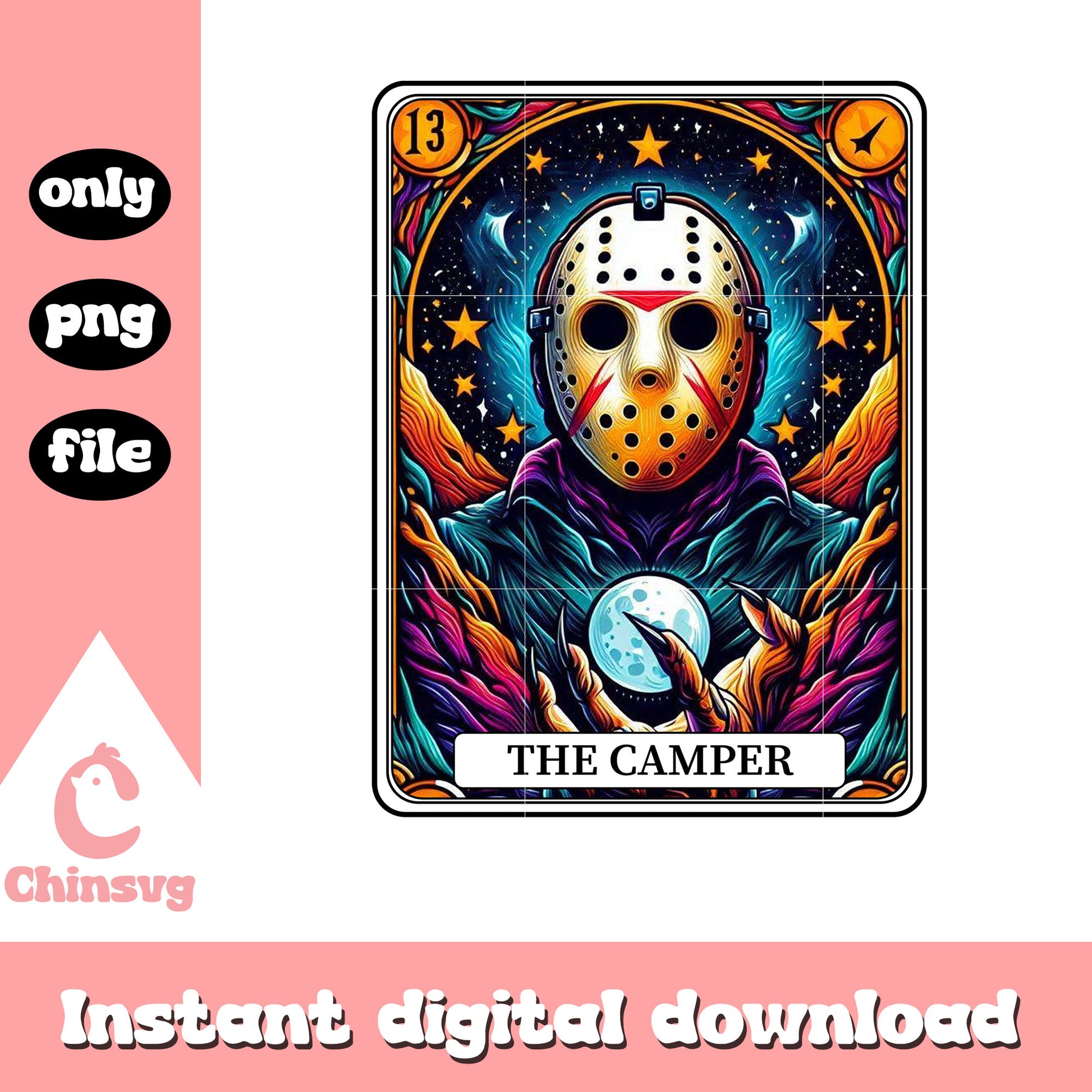Tarot card jason voorhees the camper png, horror night png