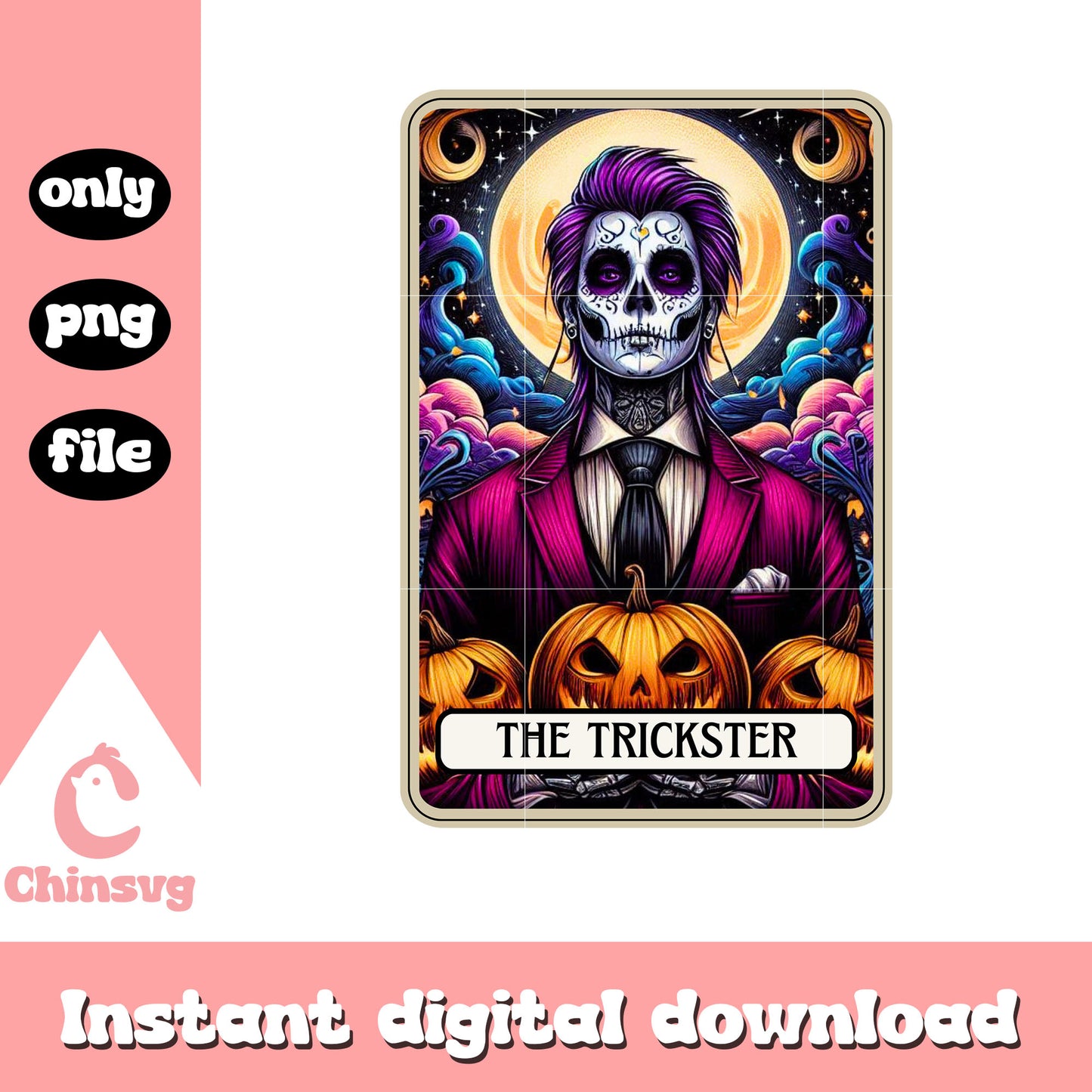 Tarot card  jocker character png, halloween horror night png