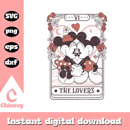 Tarot card mickey minnie the lover svg, Mickey and minnie svg