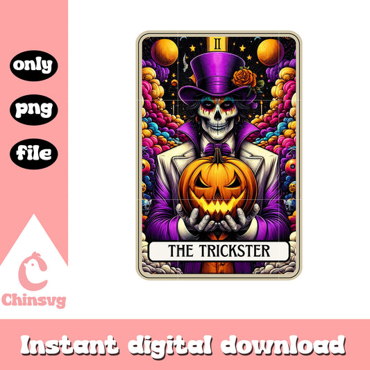 Tarot card skeleton and pumpkin png, halloween pumpkin png
